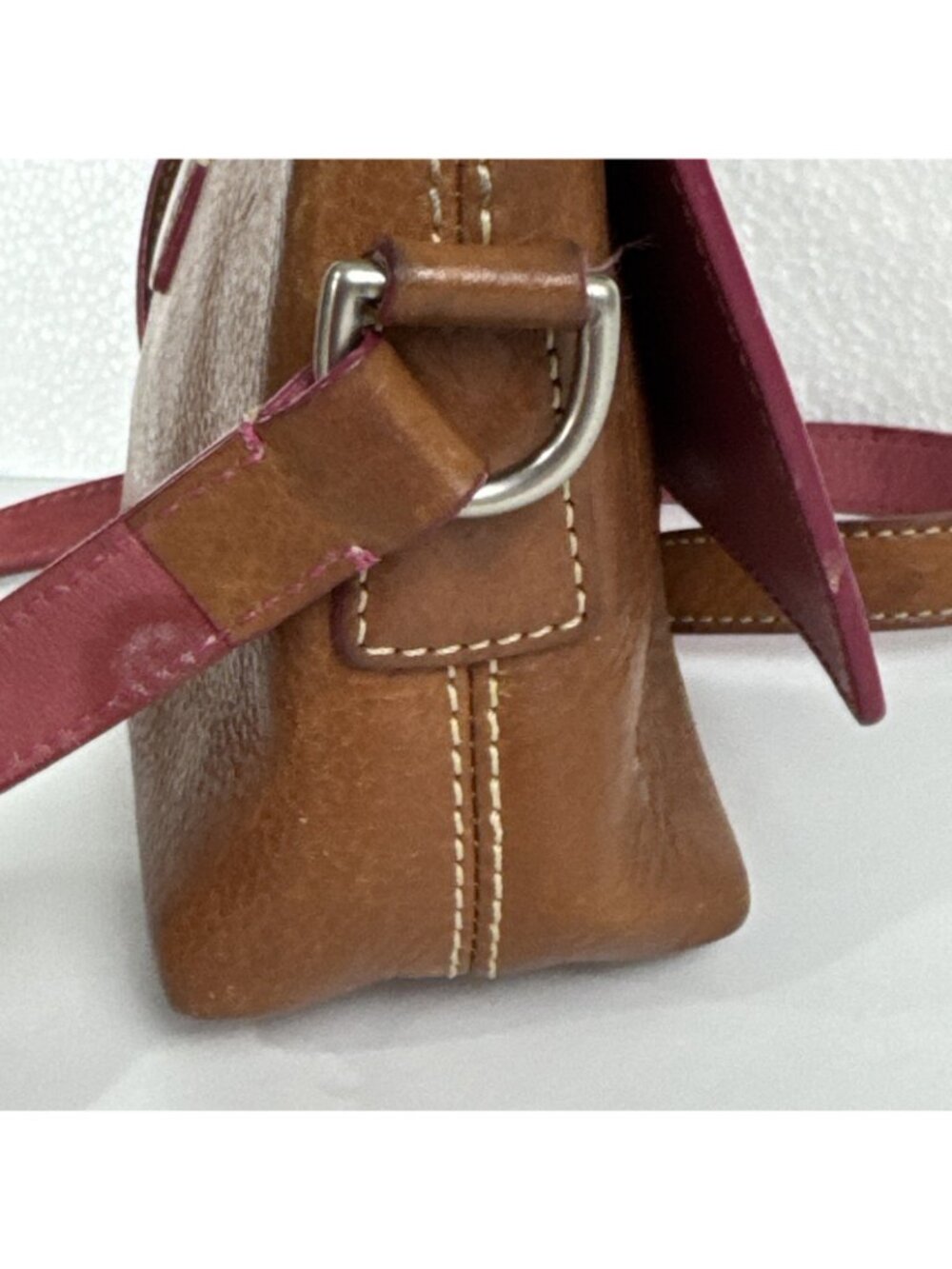 Dooney & Bourke Leather Brown Pink Heart Buckle Mini Shoulder Crossbody Bag Y2K - Picture 16 of 16